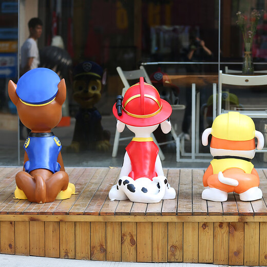 Kangxinya Paw Paw Dog Cartoon Sculpture Fiberglass Internet Celebrity Store Entrance Shopping Mall Dog Ornaments Decorative Ornaments Milk Tea Shop Landscape Paw Paw Team Full Set of 4 Pieces 76-76-81-1.37 Customized