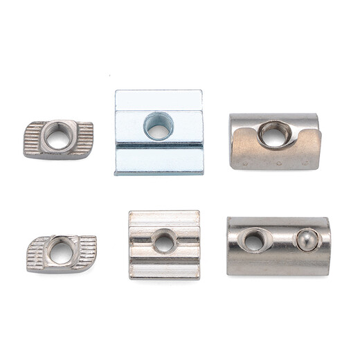 Jinggong Aluminum profile European standard nut collection T-type nut slider nut spring nut steel ball nut 30% off 20 nickel-plated steel ball nut type 20-M4