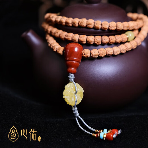 Xinyou Natural Beeswax Dragon Button Back Cloud Separator Beads Spacer Beads Passion Seeds Star Moon Bodhi Toy Pendant Pendant Accessories Full Carving Width 14mm