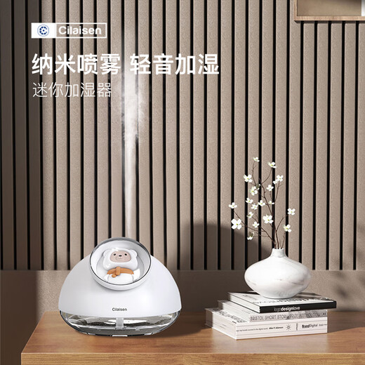 Cilaisen cute pet humidifier mini small home bedroom baby pregnant women office desktop car room air hydration USB portable ivory white plug-in