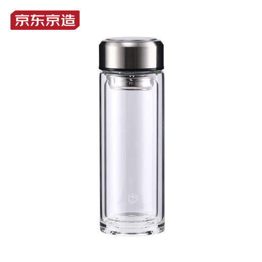 Jingdong-made double-layer thickened glass lead-free high borosilicate tea water-proof cup 304 tea water-proof tea cup for men 360mL