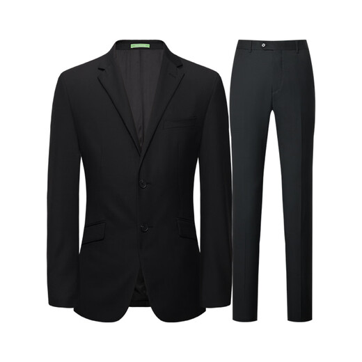 Shanshan suit suit men's four-season wool business casual professional commuting to work crisp slim fit two-piece suit black L (48B) 175/96B