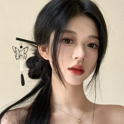 Milk-flavored blue 2024 new Chinese style hairpin sandalwood tassel hairpin high-end headwear retro Hanfu hairpin 8# Fu