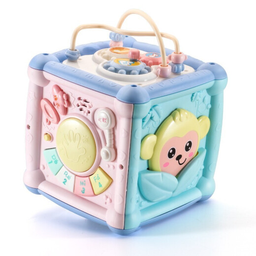 Baby toys hand drum toy 0-1 years old multifunctional six-sided box baby one-year-old newborn music toy beat drum early education enlightenment six-sided treasure box
