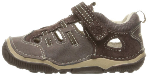 Stride rite children's toe-cap sandals, lightweight and comfortable outdoor sports shoes, Velcro design, Brown 4 Wide Toddler
