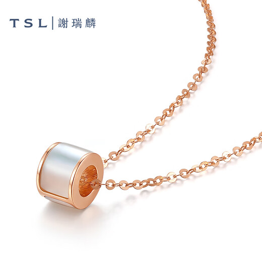 Xie Ruilin (TSL) 18K gold necklace Yueji series white mother-of-pearl transfer barrel clavicle chain AG672
