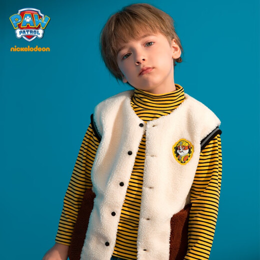 New product Paw Paw Team children's polar fleece vest sports jacket boys and girls baby winter 2020 new thermal vest beige (Xiaoli) 120cm