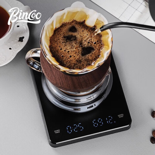 Bincoo high-precision coffee electronic scale automatic timing kitchen scale baking electronic scale household small weighing food high-precision electronic scale (rechargeable touch screen model)