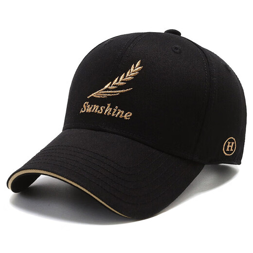 Gu Jianmu hat men and women four seasons new peaked cap Korean style trendy outdoor leisure fashion feather embroidery versatile baseball cap feather style black