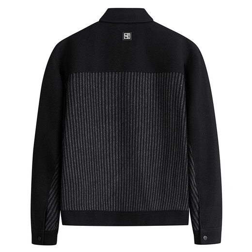 Dances with Wolves Jacket Men's Autumn and Winter Duck Down Lapel Wool Splicing Down Jacket Men 001 Black 175