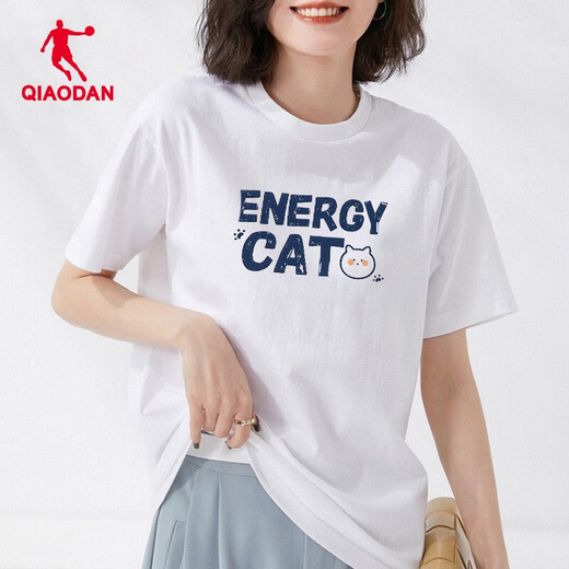 乔丹运动T恤短袖女士夏季新款宽松上衣服宽松大码休闲短袖半袖女装 1509R乔丹白 XL