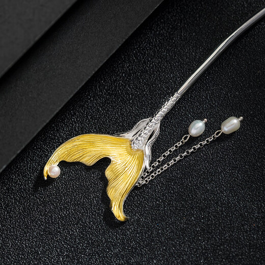 Meng Junchen, I will have you for the rest of my life, mermaid hairpin for women, silver imitation pearl tassel, ancient style cheongsam, new Chinese style hairpin, I will have you for the rest of my life, 925 silver