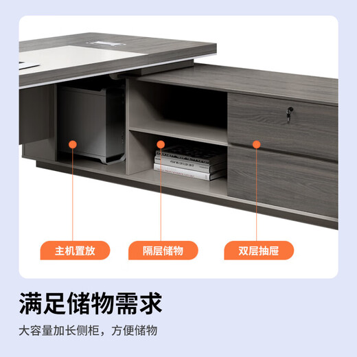 ZHONGWEI desk fashionable and simple boss desk president desk office furniture executive desk light luxury manager desk 2 meters including cabinet