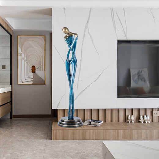 Bai Decoration Modern Sculpture Ornament Creative Abstract Figure Art Entrance Living Room TV Cabinet Decoration Du Fang Zi Appreciation (Champagne Gold 70cm)