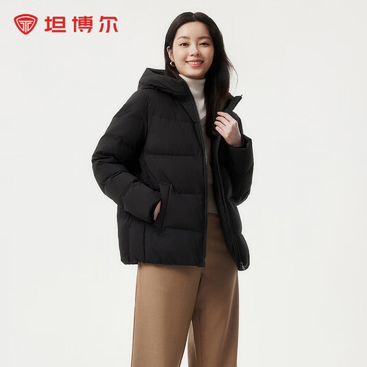 Tambor Down Jacket Women's New Winter Loose Short Thick Warm Hooded Middle-aged Warm Jacket TBF510356J Black XL (175)