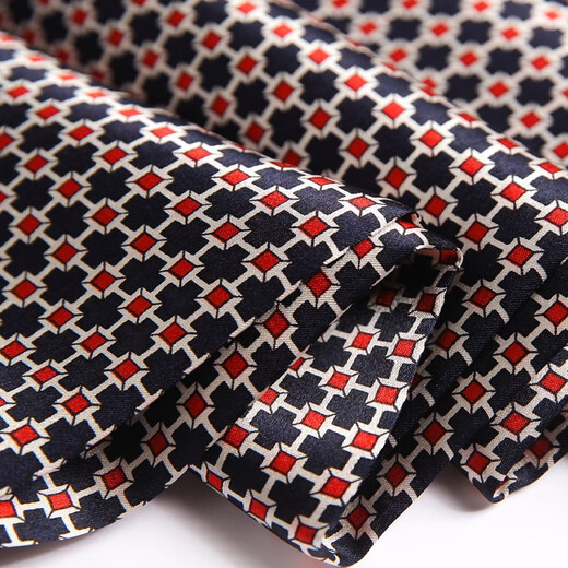 Hangsi Road Silk Scarf Men's Mulberry Silk Scarf Autumn and Winter Versatile High-end Silk Spring and Autumn Thin Scarf Men Elegant and Deep-Navy Blue and Red Plaid (Regular Style)