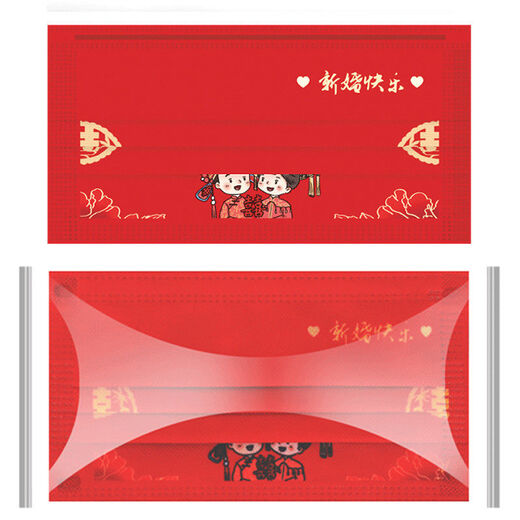 Jincheng Red Wedding Mask Wedding Style Wedding Groom Bride Adult Style Mask Chinese Style KZ683 Children Happy Wedding 10 Pack