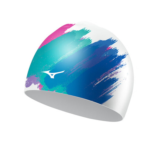 Mizuno (MIZUNO) silicone swimming cap for men and women with long hair, plus size, waterproof, non-stretching, fashionable adult ear protection professional swimming cap, white