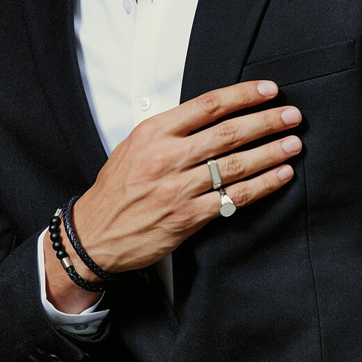 IDEAGEMER 925 silver gentleman's ring men's light luxury niche high-end European and American style handsome and versatile boys' ring tail ring trendy gentleman's ring Hong Kong No. 23