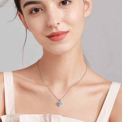 MZMZ platinum necklace for women pt950 platinum clavicle chain fashion pendant Valentine's Day birthday gift for girlfriend and wife pt950 platinum necklace + heart of the ocean white diamond pendant