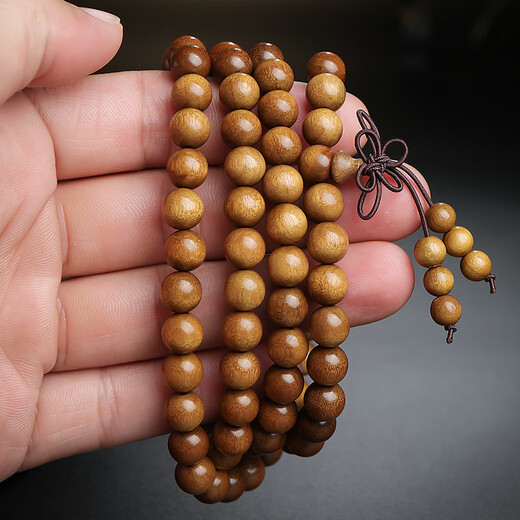 Mu's century-old 108 golden nanmu bracelet, old material high-density water ripple beads, men's and women's toy bracelet, about 8mm