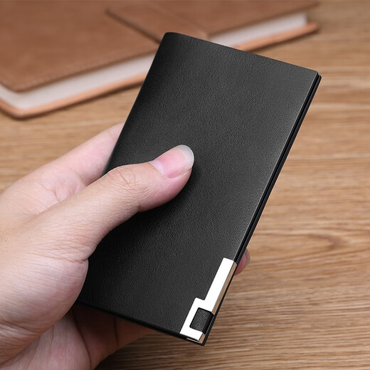 British Paul Card Holder Men's Multiple Card Slots Genuine Leather Ultra-Thin Mini Men's Card Holder Driver's License Bank Card Holder Clip Maple Leaf Pattern