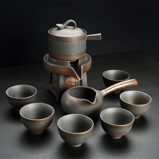 Lazy stone grinding automatic tea set full set household anti-scald teapot Chinese tea making artifact Kung Fu tea cup with gift box automatic three-piece set 3 heads