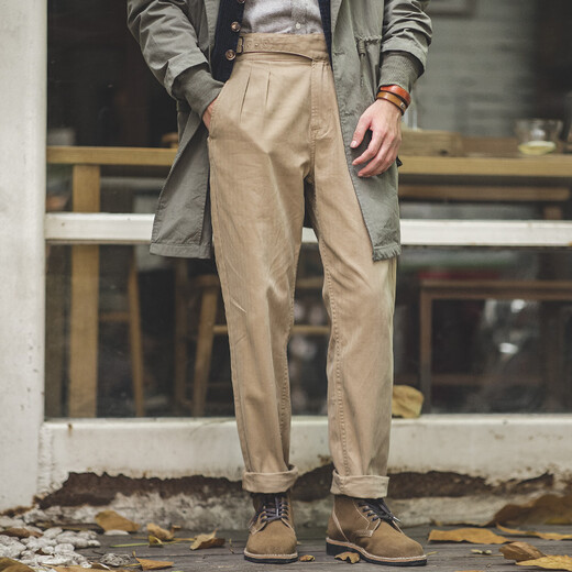 Madden workwear American retro Gorg trousers high-waisted straight Naples trousers khaki casual pants men's autumn khaki M