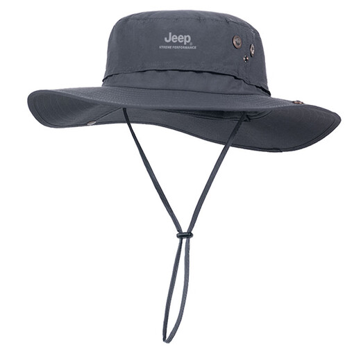 Jeep sun hat men's fisherman hat large head circumference UV protection outdoor mountaineering rainproof fishing sunshade sun hat for men dark gray (58-63cm) large size one size fits all size adjustable