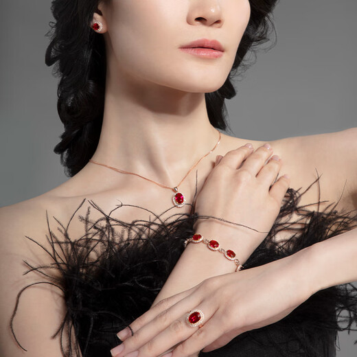 COASZE Pigeon Blood Tourmaline Light Luxury 18K Gold Diamond Necklace Female Gemstone for Wife One Object, One Certificate Pigeon Blood Tourmaline