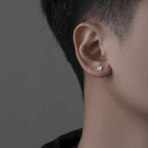 Xili S999 pure silver earrings for men, handsome and high-end single pair of earrings, men's trendy design earrings, pure silver Mobius earrings, single