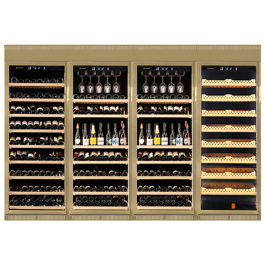 SILIWERE/SILIWERE red wine cabinet, constant temperature wine cabinet, customized wine cabinet, large wine cabinet, double door wine cabinet, customized wine cabinet, width 3200, depth 450, height 2200, champagne gold, 1000L exclusive version