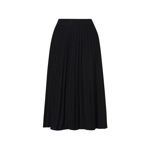 Collatier Autumn Elegant Thin Wool A-Line Skirt Women's Black L