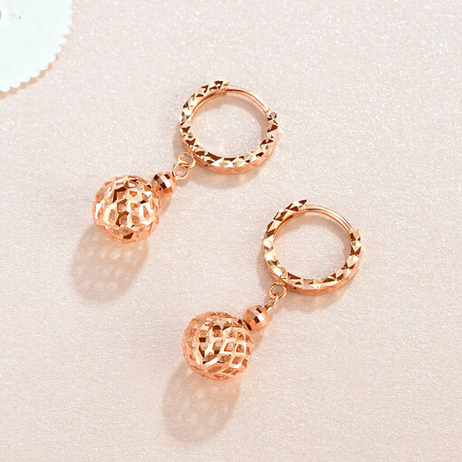 Saphire 18K gold earrings for women hollow hydrangea rose gold colored gold earrings national trend earrings rose gold earrings - about 1.95-2.10 grams