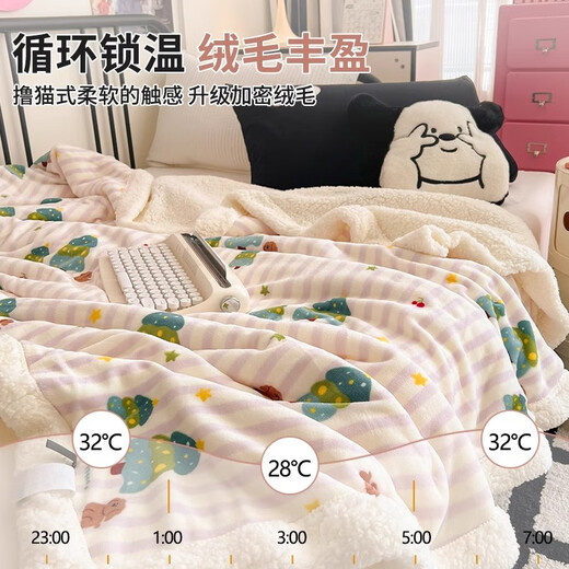 Antarctic lamb velvet blanket, winter thickened throw blanket, coral velvet small blanket, office shawl, single nap blanket, sofa blanket, Christmas tree puppy, thickened milk lamb velvet, children's blanket-100x150cm, can be spread or covered