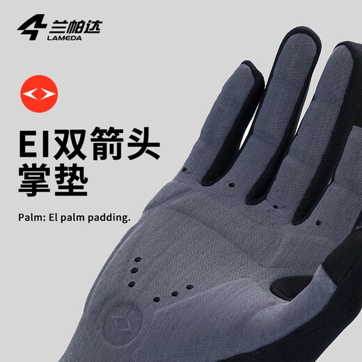 Lampada Double Arrow Cycling Long Finger Gloves for Men and Women Spring and Summer Cycling Road Mountain Breathable Full Finger Yunyi Black-Double Arrow Palm Pad XL