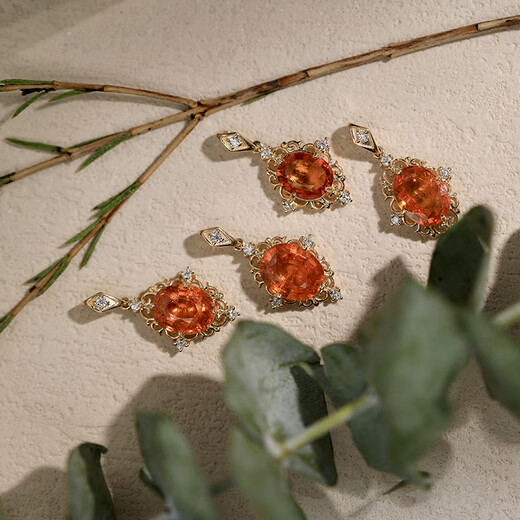 Weidie 18k gold natural Fanta stone pendant diamond inlaid with large carat bright orange natural Fanta stone retro warm sun color only pendant