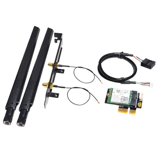 Gxlinkstar WiFi6 WiFi7 desktop BE200/AX210/AX200 Gigabit wireless network card tri-band 5374M Bluetooth 5.3 computer WiFi receiver small PCI-E kit package AX210+PCIE small transfer board+external antenna*1 set