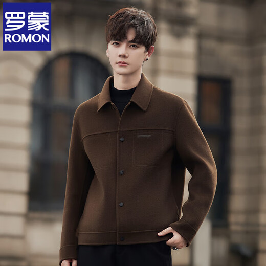 ROMON Wool Woolen Jacket Men's Autumn and Winter New Trendy Double-sided Woolen Jacket Winter Short Top Brown L