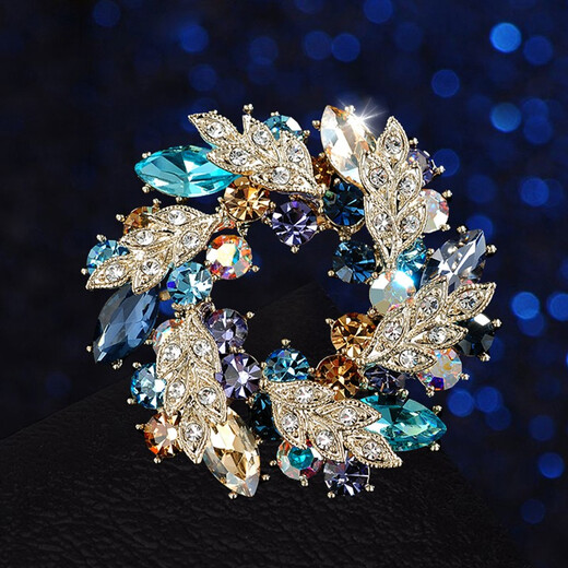 Idel high-end brooch, coat breast button, simple pin buckle, corsage, clothing accessories, birthday gift for wife and girlfriend, blue high-end brooch XZ0084