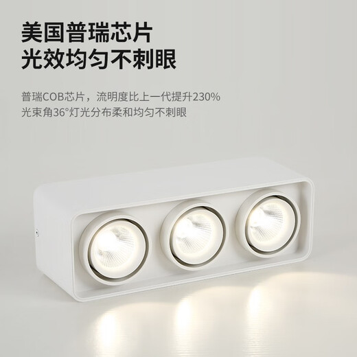 XMSJ明装筒灯米家智能高显指防眩光无主灯客厅照明吸顶灯广东中山灯具 9853米家-双头白色普瑞20W无极