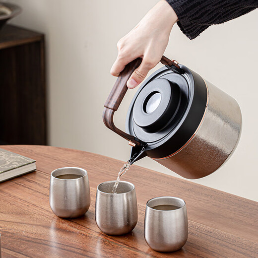 Pritea pure titanium handle teapot large capacity tea set gift box stuffy teapot teacup high-end light luxury gift to the elders pure titanium handle tea set