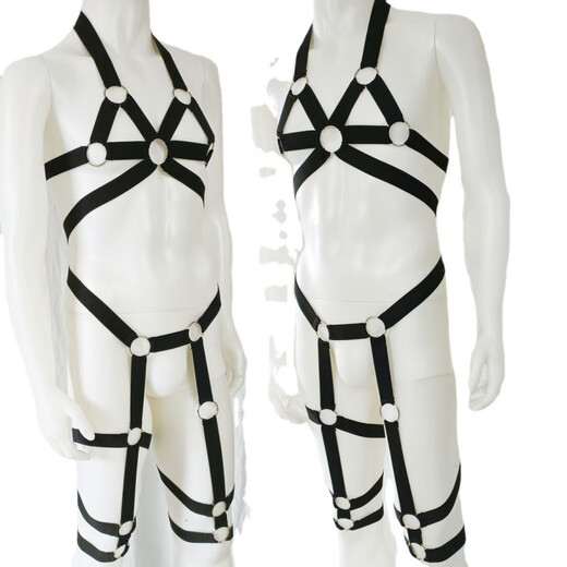 Men's performance clothing for gay men to show their muscles, chest underwear, thong, perverted straps, temptation, men only, white