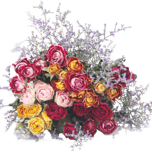 Love Yunnan Natural Rose Dried Flower Bouquet Living Room Decoration Lucky Rose Dried Flower Real Flower Decorative Ornaments Air-dried and Baked Neon + Gold Barbie (Two Bundles)