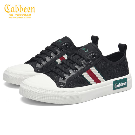 卡宾帆布鞋男鞋夏季透气网面鞋男士平底休闲鞋子男小黑鞋板鞋炸街潮鞋 黑色 42