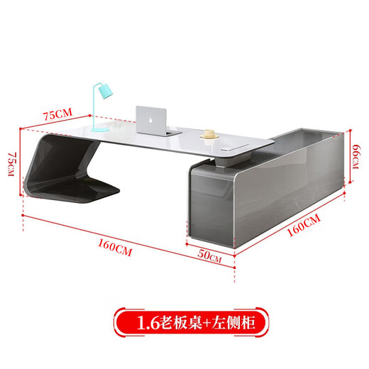 FUJIN boss desk white painted executive desk high-end office desk modern manager desk fashionable supervisor desk boss desk and chair 1.6 meters left side cabinet