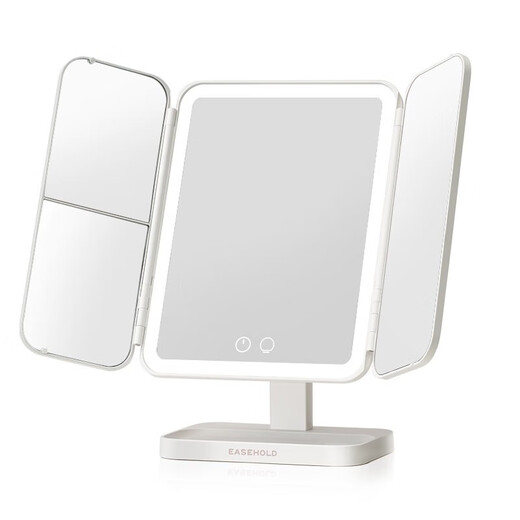 EASEHOLD makeup mirror with light, beauty mirror, vanity mirror, shell mirror, desktop mirror, Valentine's Day gift, birthday gift for girlfriend, three-color light, classic white-2000mAh