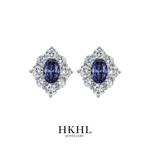 HKHL 925 Silver Tanzanite Blue Gemstone Earrings, Feminine and High-end Earrings, Niche Earrings Gift for Wife, A Pair of Tanzanite Blue Gemstone Earrings + Light Luxury Gift Box