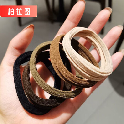 PLATO Seamless Rubber Band Women's Hair Tie, High Elasticity and Durable Hair Tie, Hair Tie, Hair Tie, Thick High Ponytail, Striped Style, Mixed Color, 5 Pieces, Same Style as Internet Celebrities, High Elasticity Hair Tie that Will Not Harm Hair