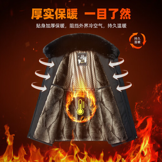 Baocaiyang middle-aged and elderly dad's winter coat cotton coat men's velvet thickened warm cotton coat coat padded jacket grandpa elderly coat clothes